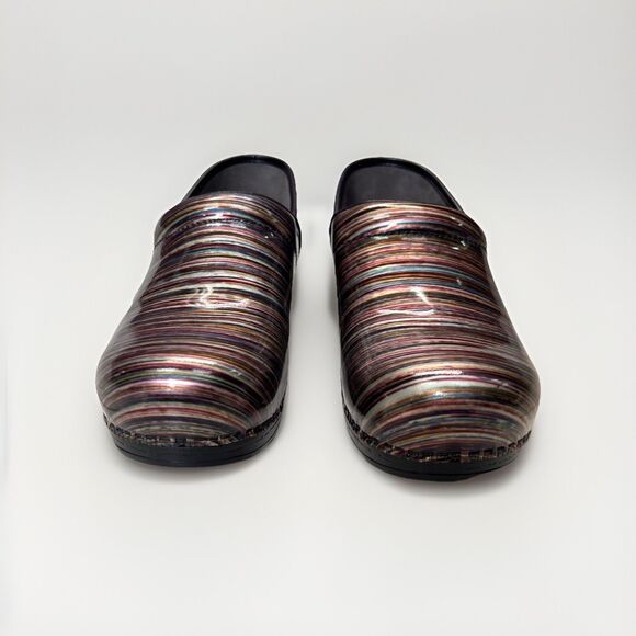 DANSKO XP SLIP-ON Professional Clog Womens 41 (US 10½-11) Patent Leather Stripes - Picture 3 of 12